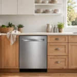Bosch dishwasher app with a modern dishwasher in a bright home kitchen