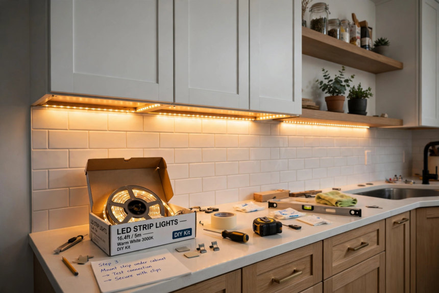 how to install led strip under kitchen cabinets DIY guide