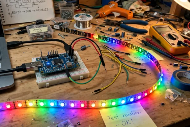 how to setup wled on esp32 for led strips