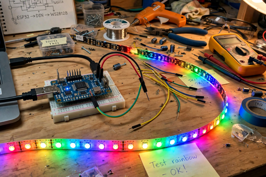 how to setup wled on esp32 for led strips