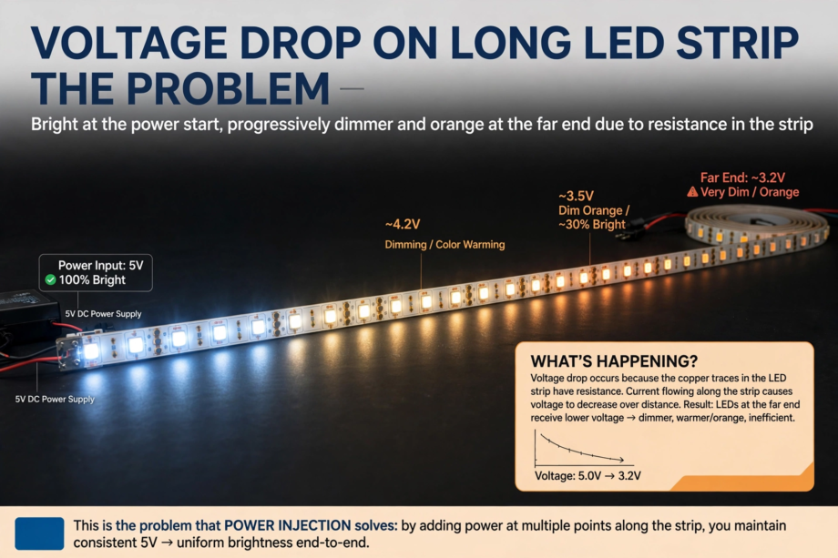 led strip power injection calculation guide voltage drop