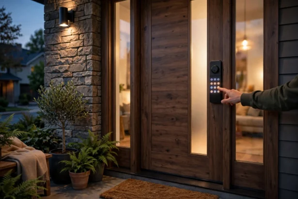How to reset smart lock keypad code: hand entering a new code on a smart lock keypad after factory reset