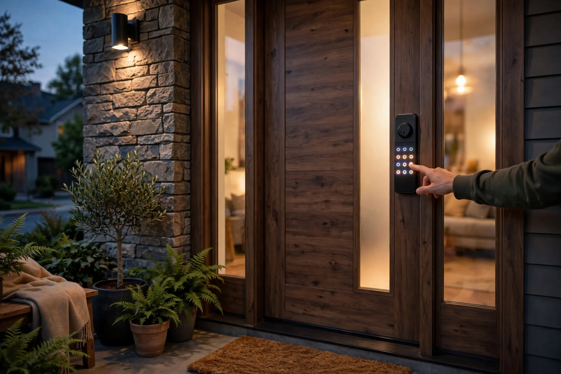 How to reset smart lock keypad code: hand entering a new code on a smart lock keypad after factory reset