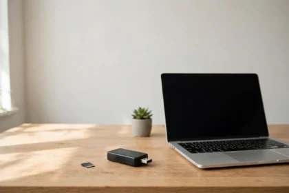 How to view security camera footage on SD card: card reader connected to a laptop