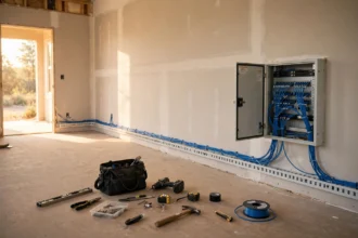 Smart home wiring design ideas 2026 with ethernet cables running to a network panel