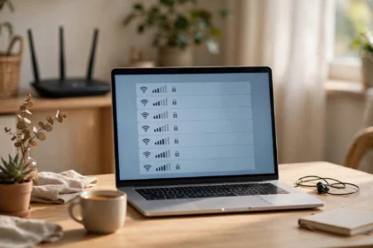 Laptop connecting to WiFi at home, showing how to connect laptop to wifi