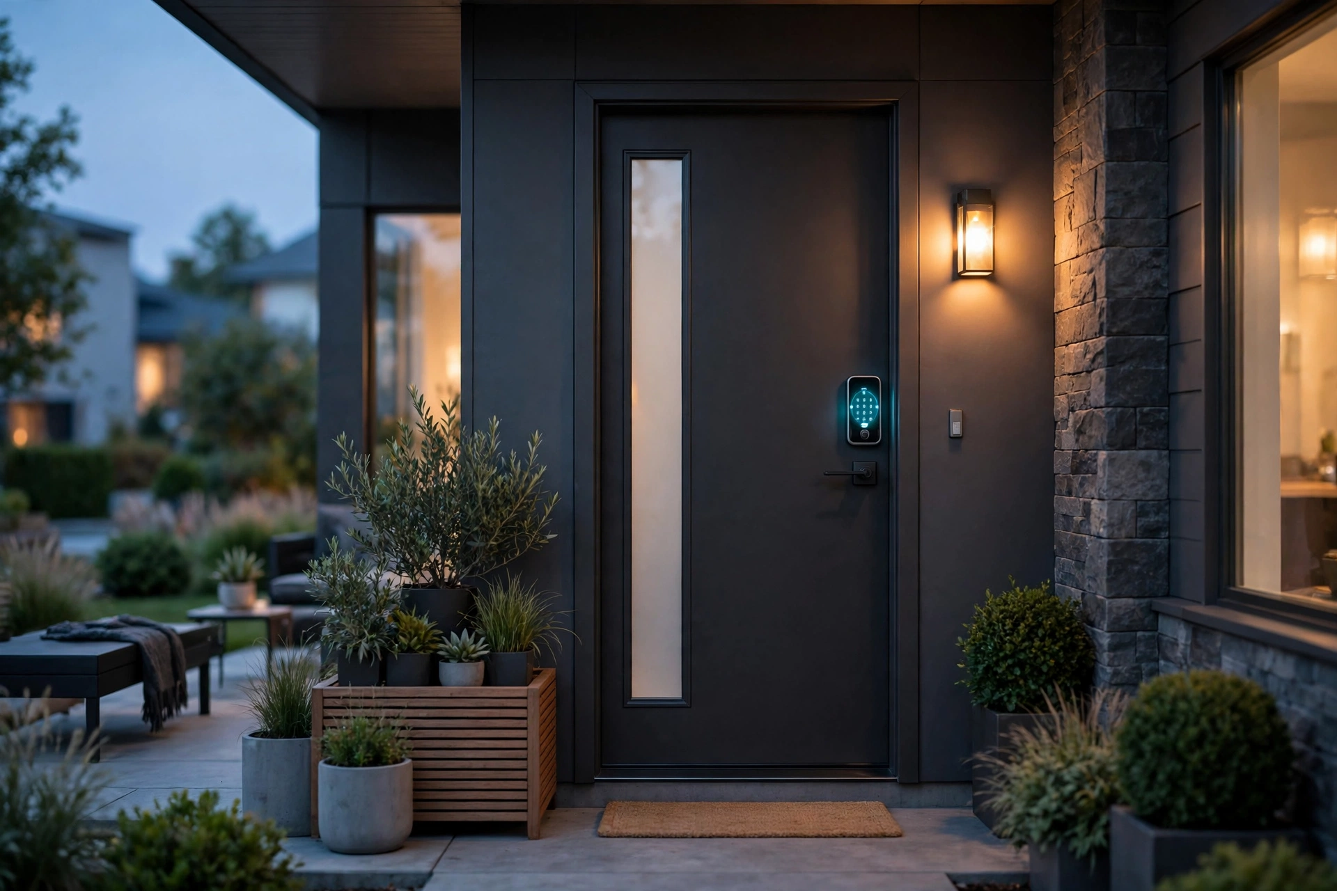 A modern front door with a smart lock installed, the best smart lock 2026 buyers can choose for security and keyless entry
