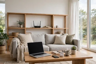 How is WiFi installed in your home with a router on a central living room shelf