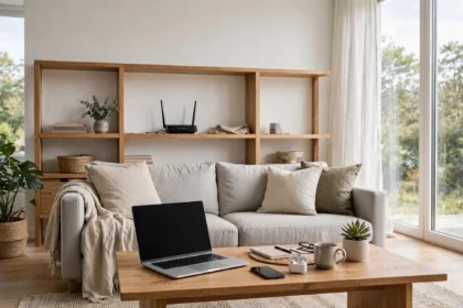 How is WiFi installed in your home with a router on a central living room shelf