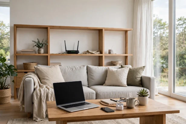 How is WiFi installed in your home with a router on a central living room shelf