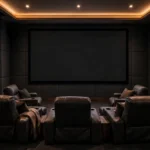 Home cinema room treated with home cinema acoustic panels