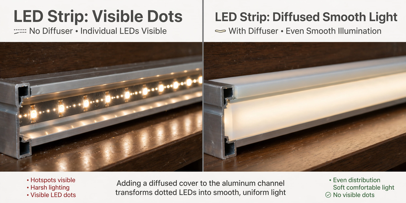 aluminum led channel diffuser guide no more visible dots - 1