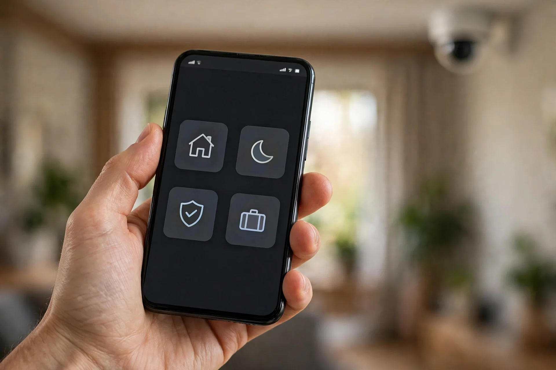 eufy Security app showing security modes on a phone