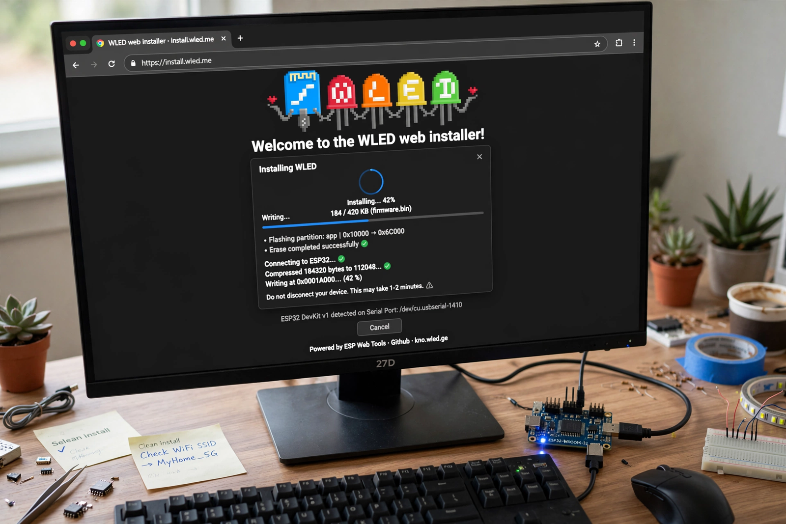 how to setup wled on esp32 for led strips - 2