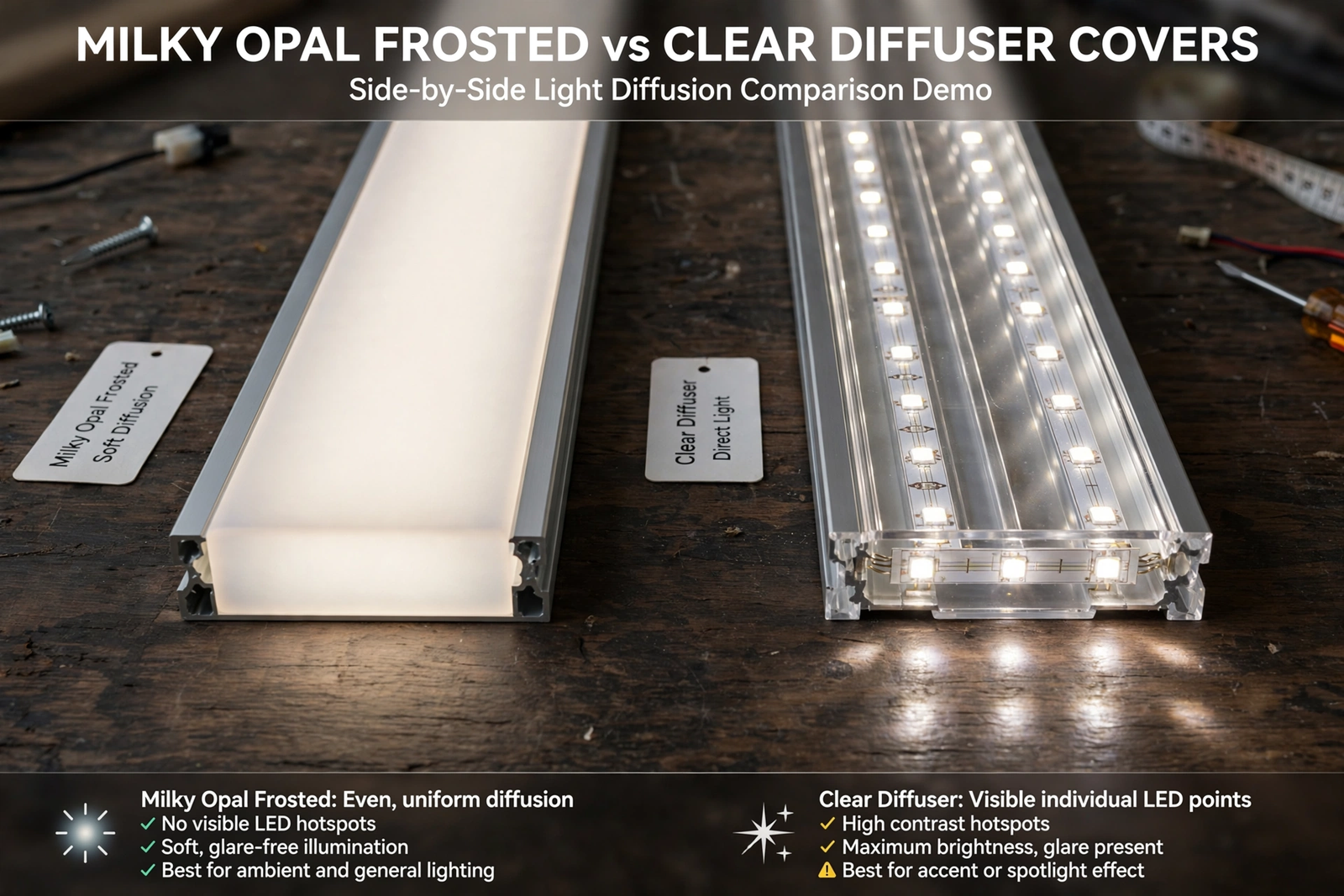 aluminum led channel diffuser guide no more visible dots - 3