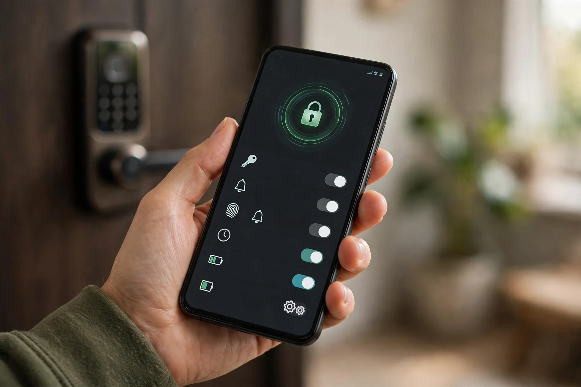 Smartphone showing smart lock calibration steps in progress