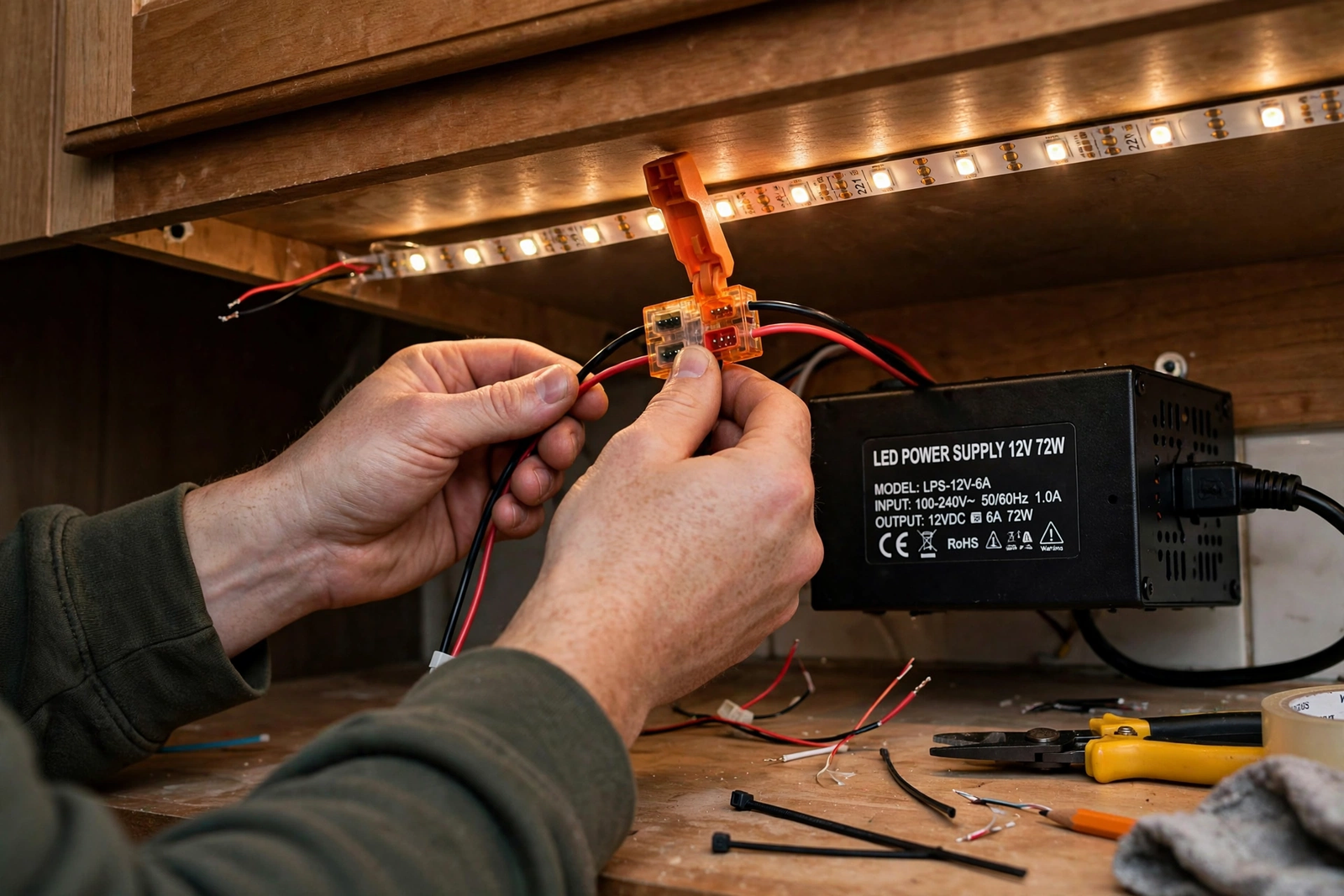 how to install led strip under kitchen cabinets DIY guide - 4