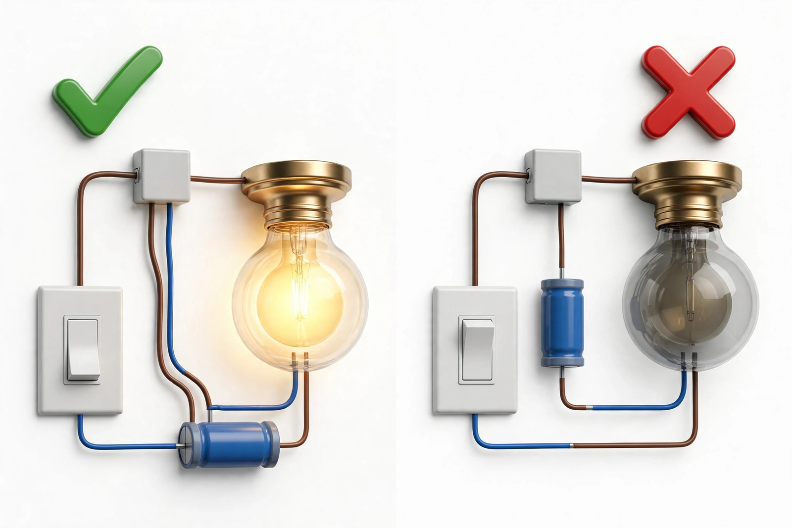 how to install bypass capacitor for smart switch led flickering - 5