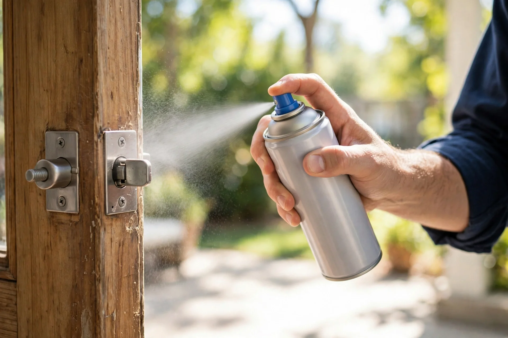 Checking a door's bolt path during seasonal maintenance