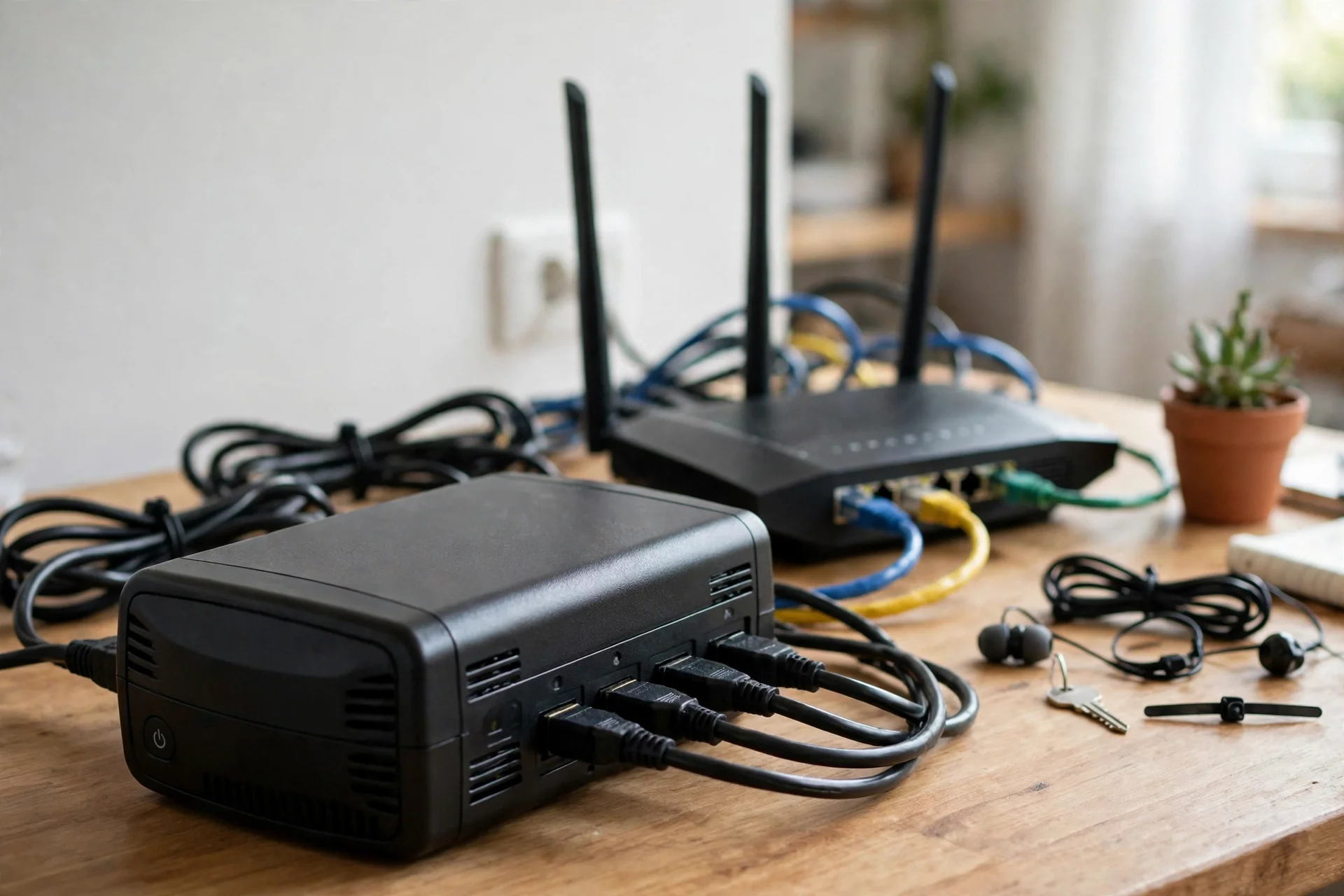 UPS battery backup keeping home network gear running