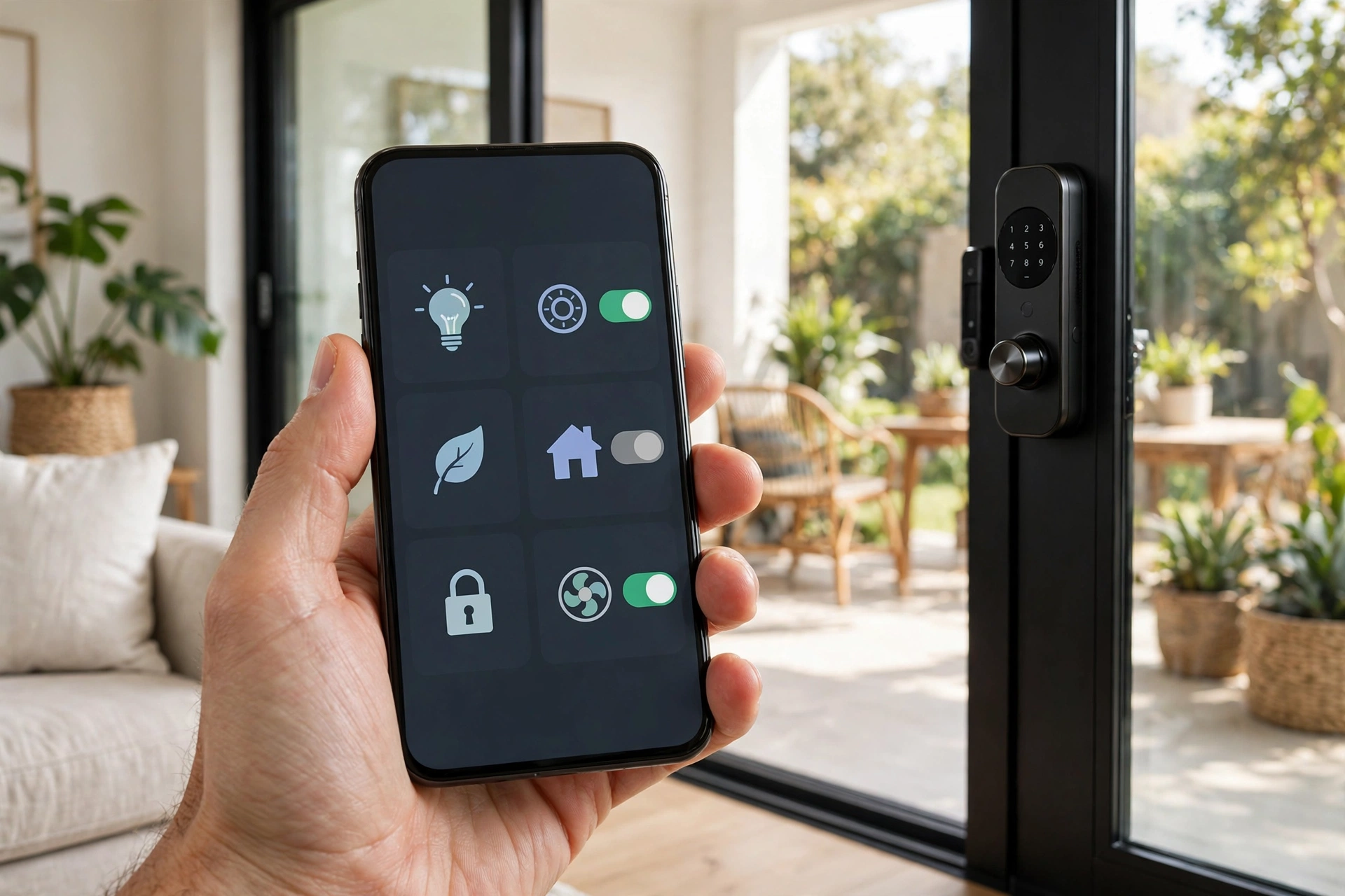 Controlling a sliding door smart lock from a smartphone app