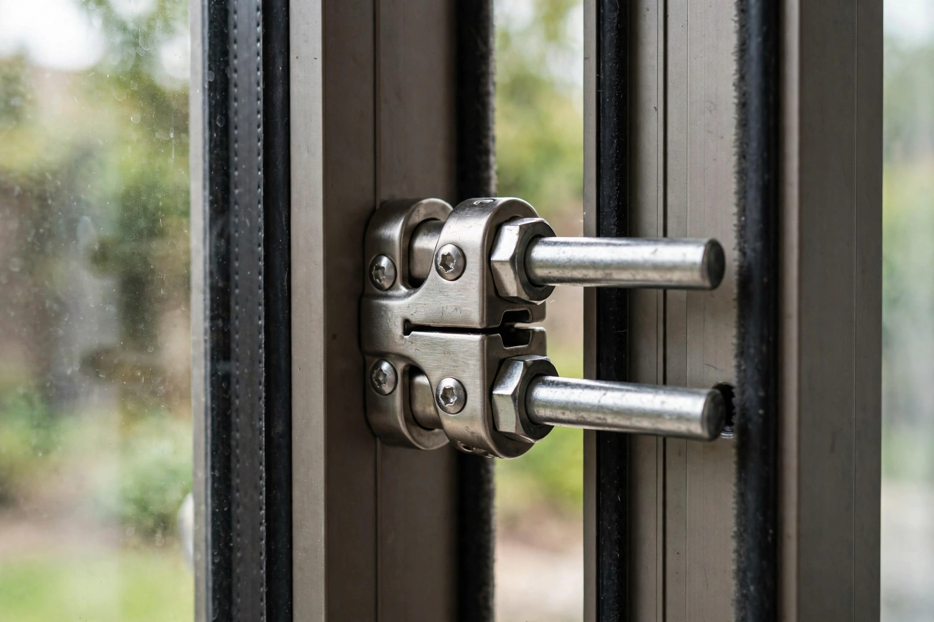 Double-bolt sliding glass door lock with two steel bolts