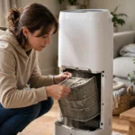 How to clean air purifier filter — removing a dusty filter