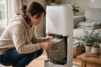 How to clean air purifier filter — removing a dusty filter