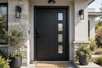 Best front door smart lock with keypad on a modern home entrance