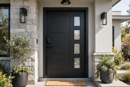 Best front door smart lock with keypad on a modern home entrance