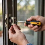Sliding door lock replacement — installing a new mortise lock on a patio door