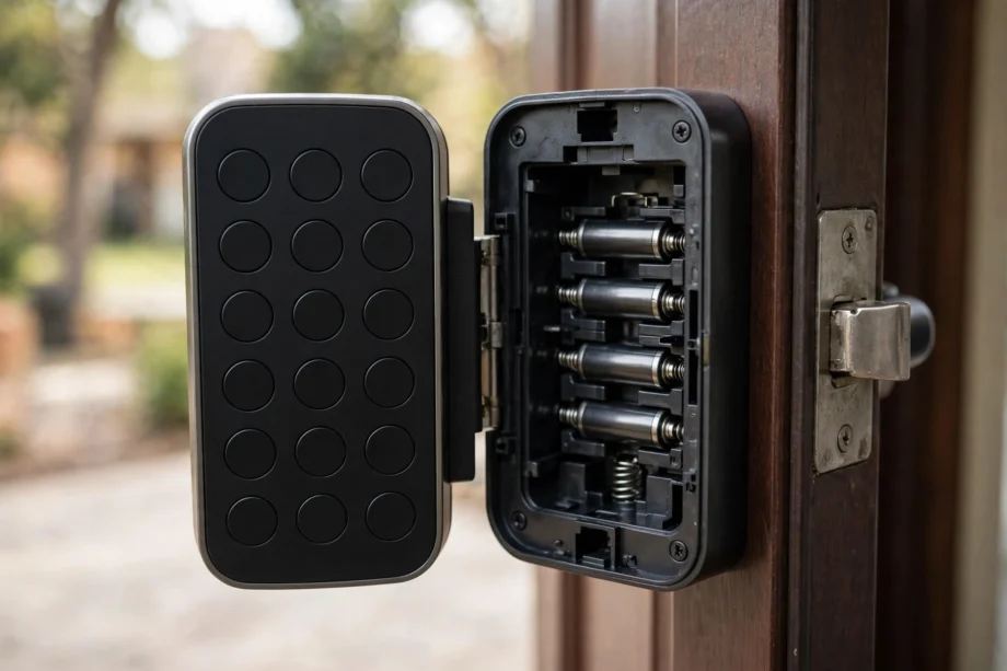 How to reset door lock code — keypad lock with battery cover removed