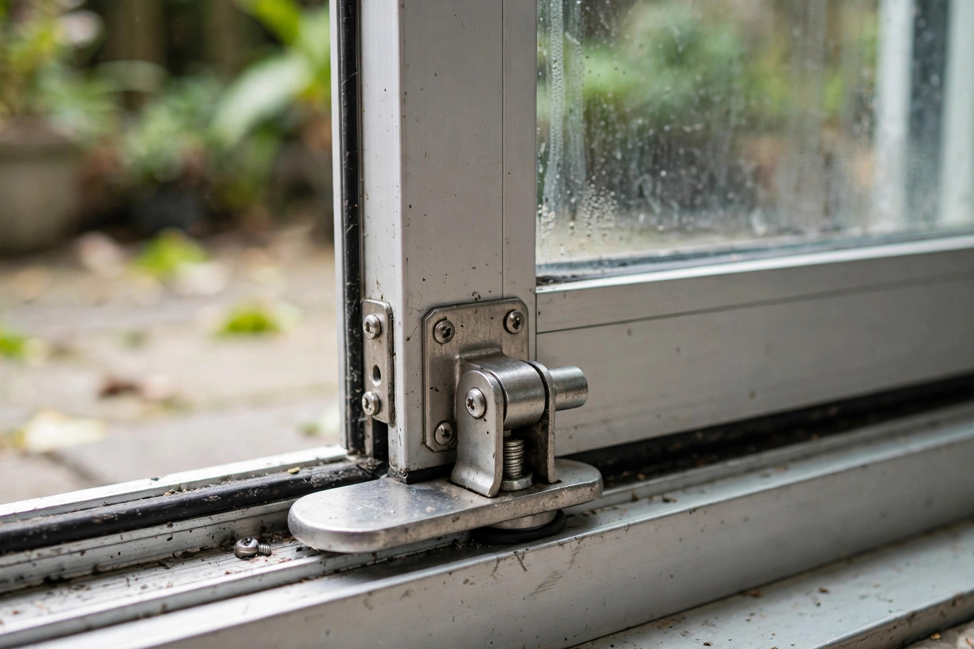 Foot bolt lock on sliding glass door panel