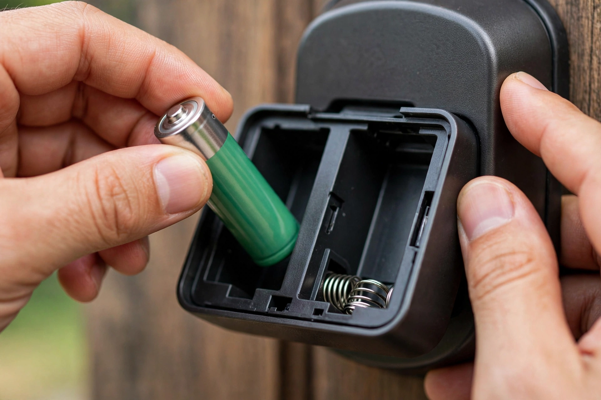 Installing fresh batteries before a door lock code reset
