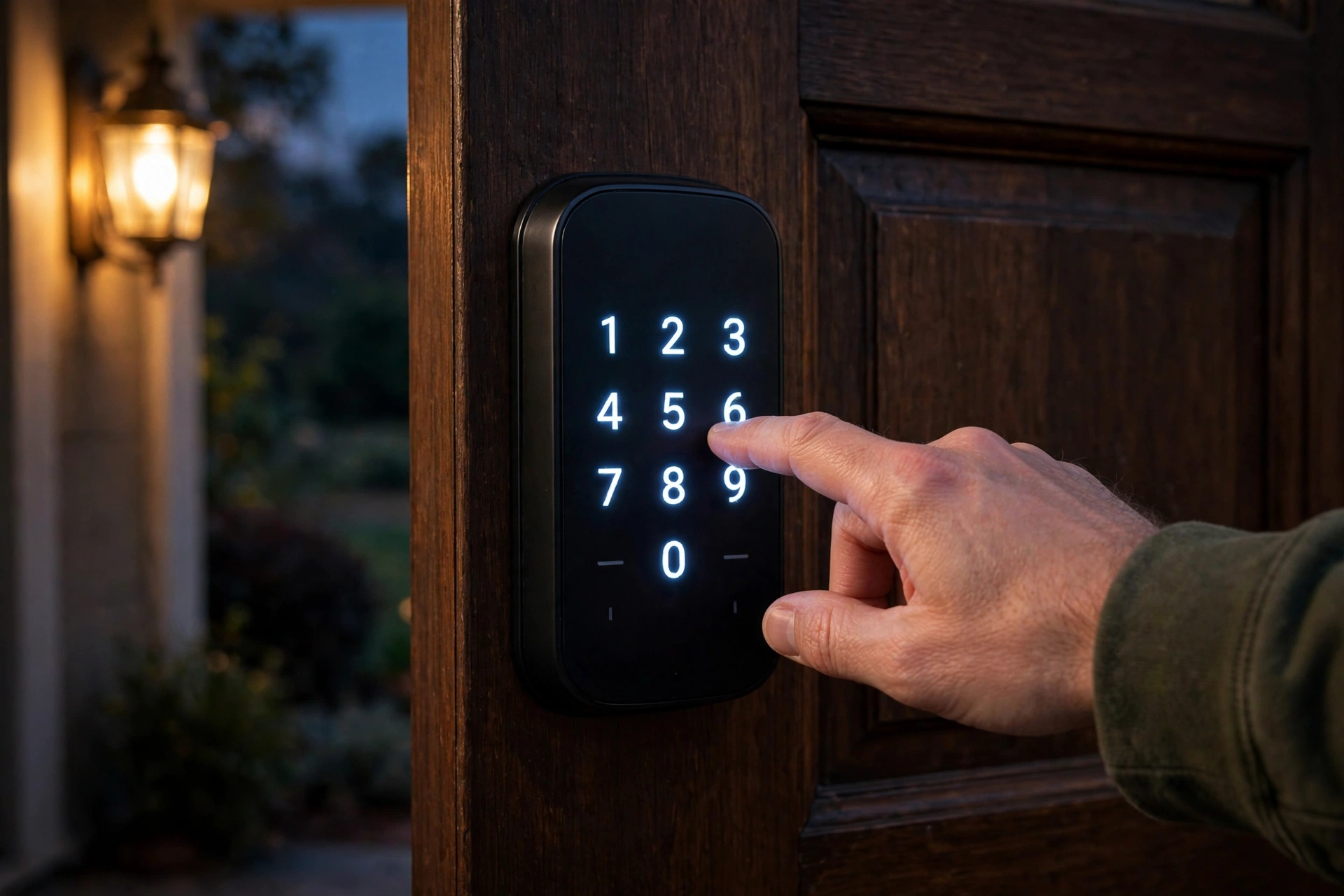 Entering a guest code on a best front door smart lock keypad