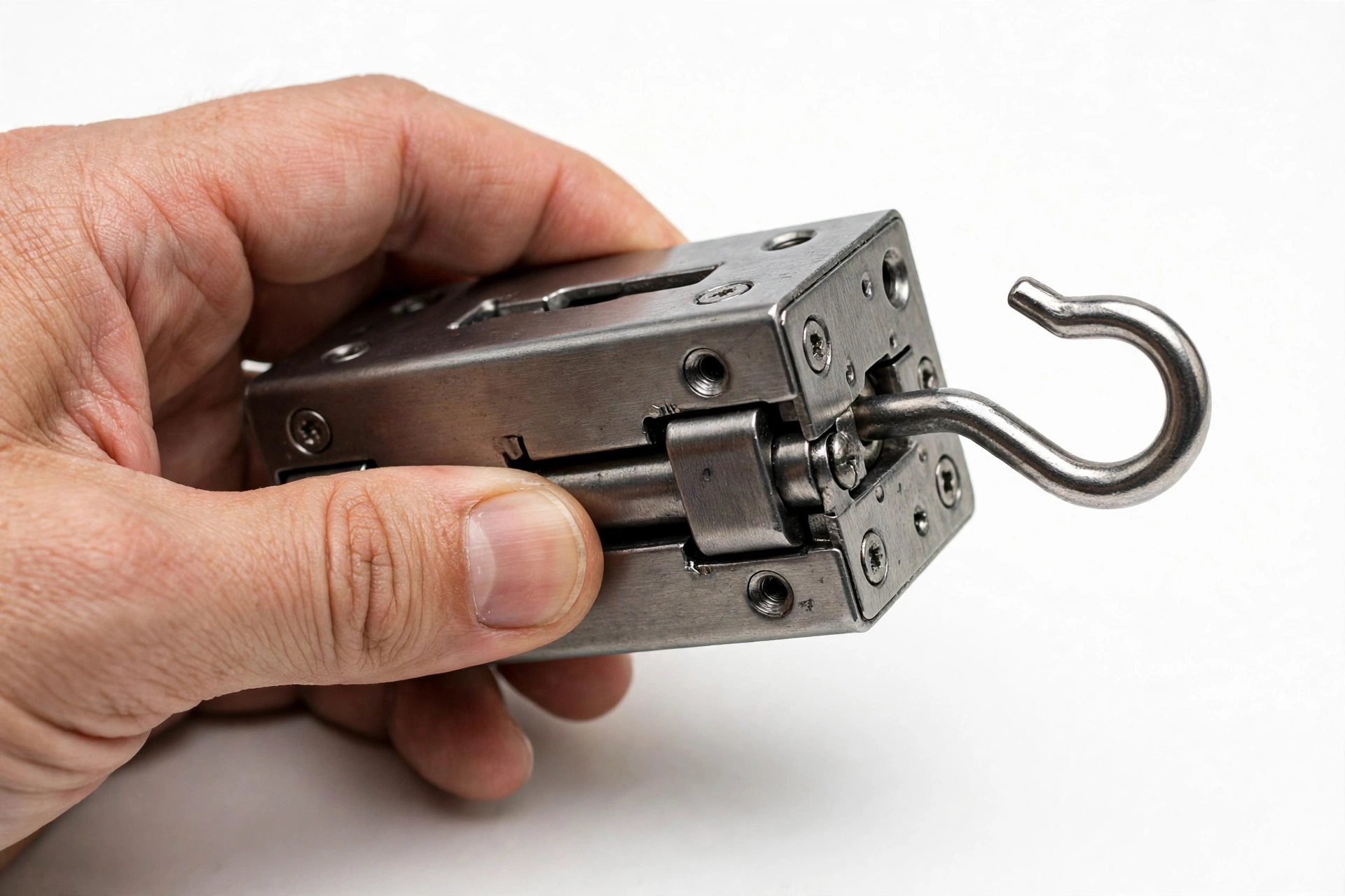 Mortise lock body with hook bolt for sliding door lock replacement