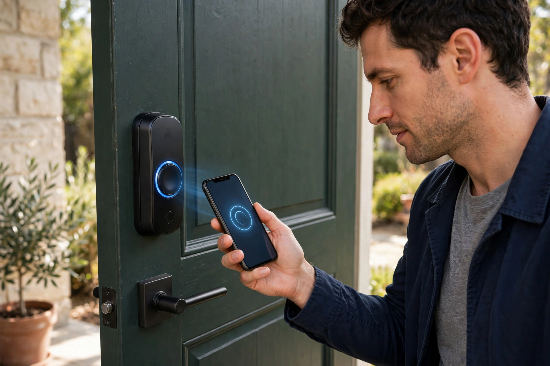 Unlocking a smart front door lock with a smartphone