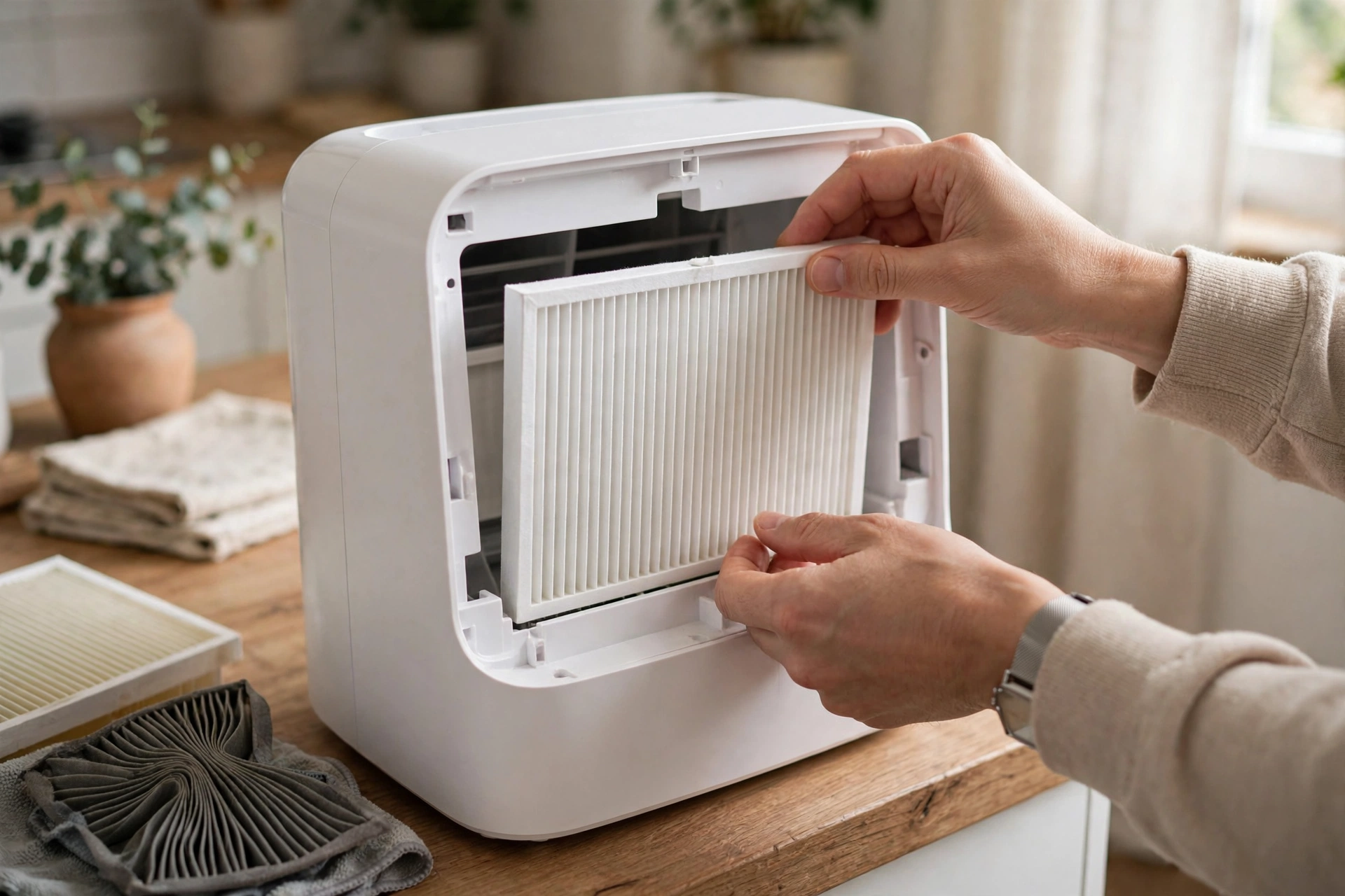 Replacing the filter in an air purifier