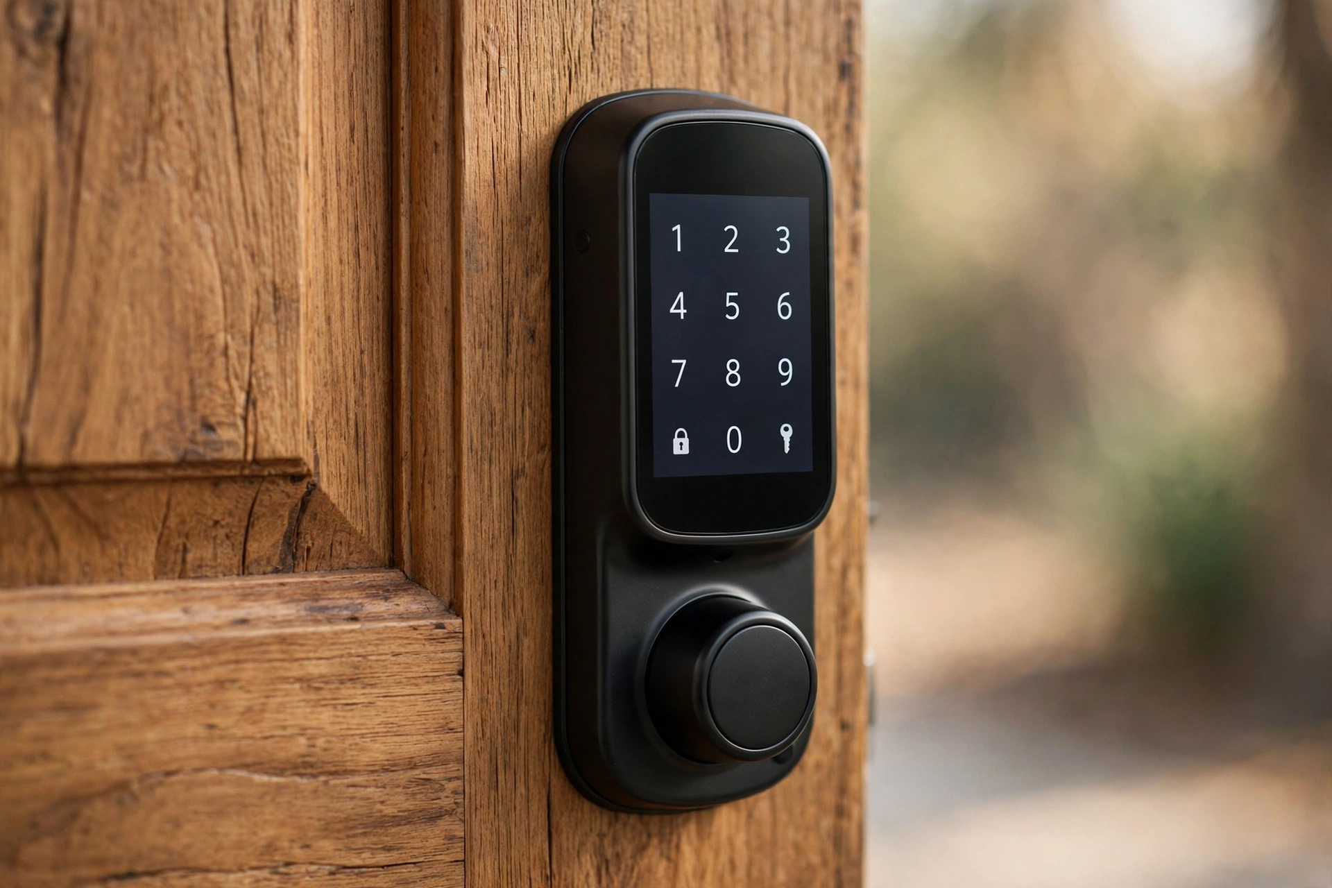 Premium touchscreen keypad on a best front door smart lock deadbolt