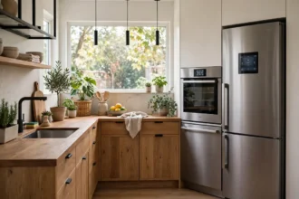 Modern smart kitchen appliances in a bright home kitchen