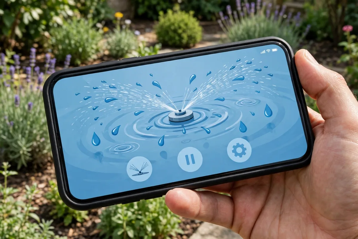 Phone control for a smart sprinkler in a garden